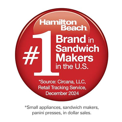 Hamilton Beach Dual Breakfast Sandwich Maker with Timer, Ready in 5 Minutes, Removable Dishwasher Safe PFAS-Free Non-Stick Egg Cooker Ring, Silver (25490MNA)