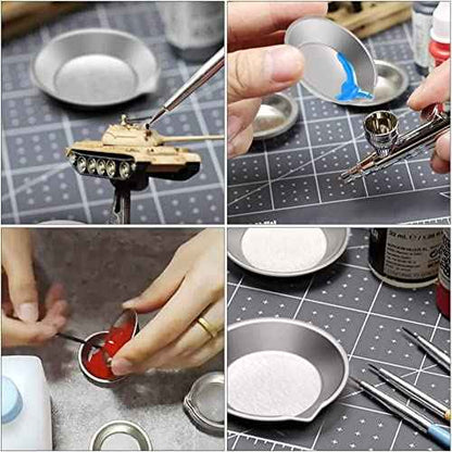 2pcs Stainless Steel Small Round Paint Tray&Paint Stirrer Suitable for Mixing of Various pigments