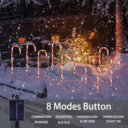 Christmas Decorations, 20 Pcs Christmas Candy Cane Lights, 21'' Solar Pathway Lights with 8 Lighting Modes, Waterproof Garden Lights for Outdoor Christmas Patio Yard Walkway Decorations