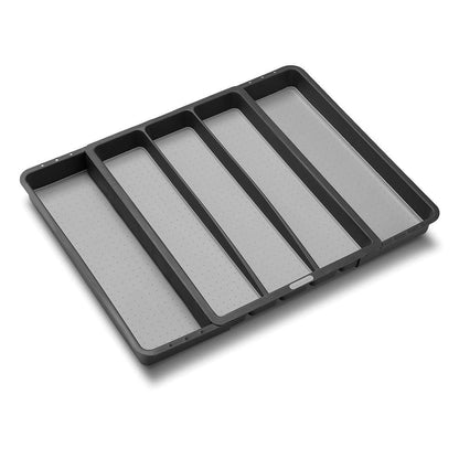 madesmart Classic Large Utensil Tray, Soft Grip, Non-Slip Kitchen Drawer Organizer, 3 Compartments, Multi-Purpose Home Organization, BPA Free, White