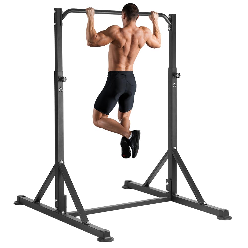 ONETWOFIT Pull Up Station, Power Tower Adjustable Pullup Bar Multifunction Strength Training Workout Gym Equipment Free Standing Chin up Bar for Home Outdoor, Support 440LBS (Black)