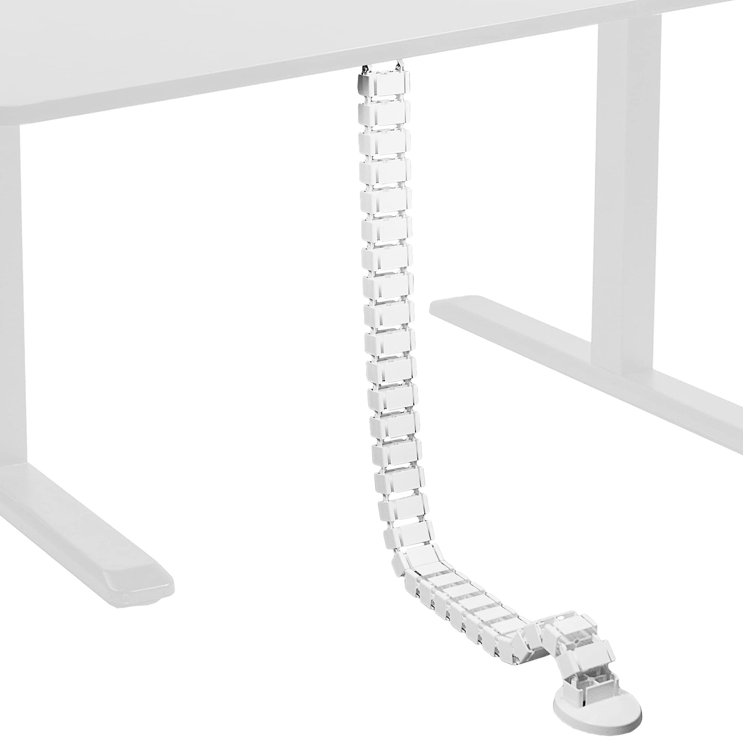 VIVO Under Desk Vertebrae Cable Management Kit, Adjustable Quad Entry Flexible Cord Organizer for Home Office, White, DESK-AC01C-W