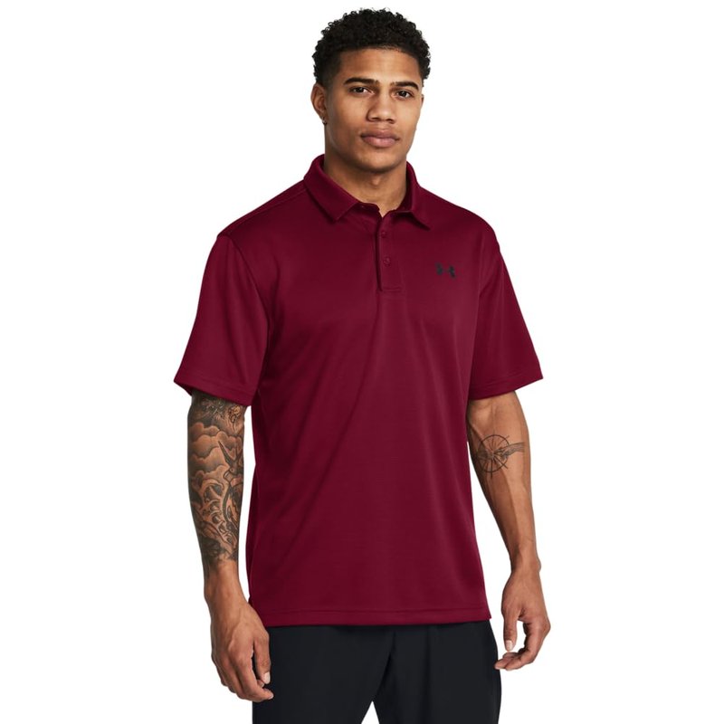 Under Armour Men's Tech Golf Polo, (625) Cardinal / / Black, X-Small