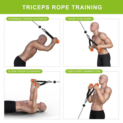 SELEWARE Triceps Rope with Non-Slip Soft Rubber Ends Home Gym Cable Attachment Workout Accessories 28 inches Long Orange