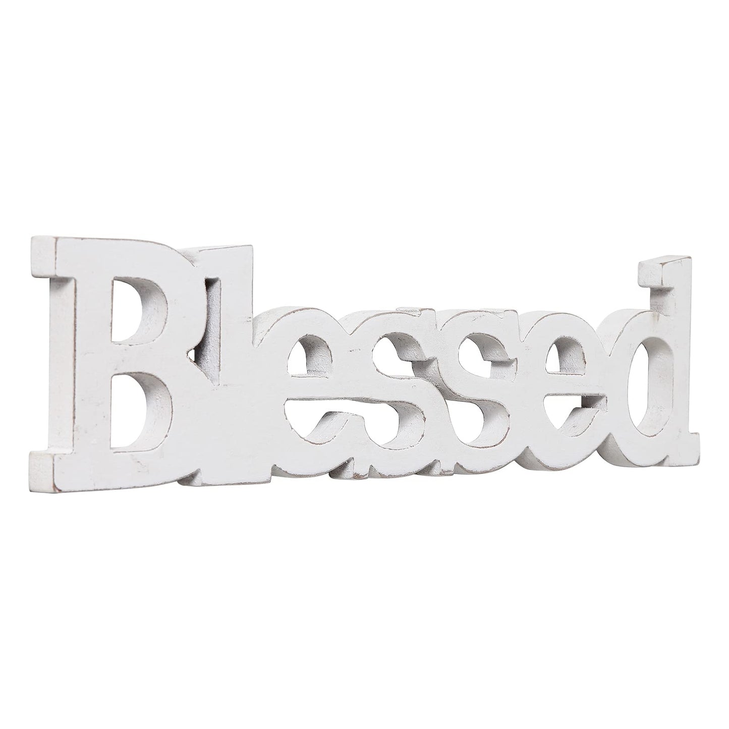 Sintosin Farmhouse Wood Blessed Sign for Table 15", Hanging Distressed White Wall Decoration, Rustic Blessed Signs for Home Decor, Thanksgiving Christmas Signs Decor for Living Room