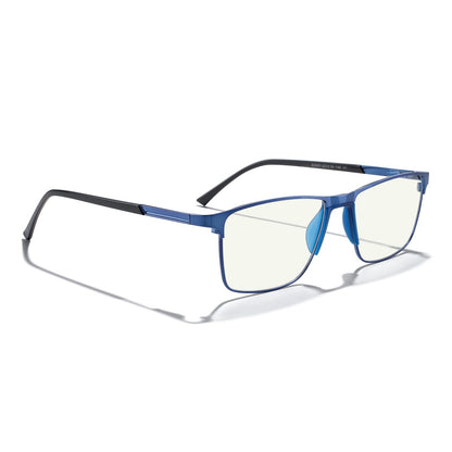 MERRY'S Fashion Blue Light Blocking Glasses - Reading Glasses Metal Frame Spring Hinge Readers for Men Eyeglasses (Blue-52MM, 2.50)