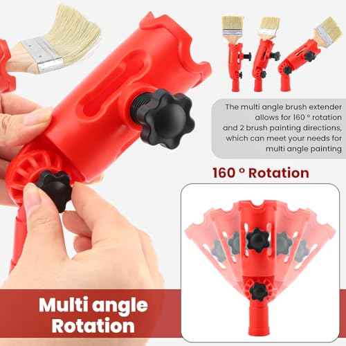 Multi-Angle Paint Brush Extender with Paint Brush, Extension Pole Attachments for Painting Roller Scraper, Paints Edger Tool for High Ceilings, Walls, Corner Painting Tool