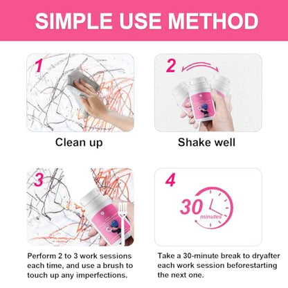 White Paint for Wall 3.5oz Small Roller & Repair Tool Kit - Flat/Ceiling Surfaces Quick Fix for Stains