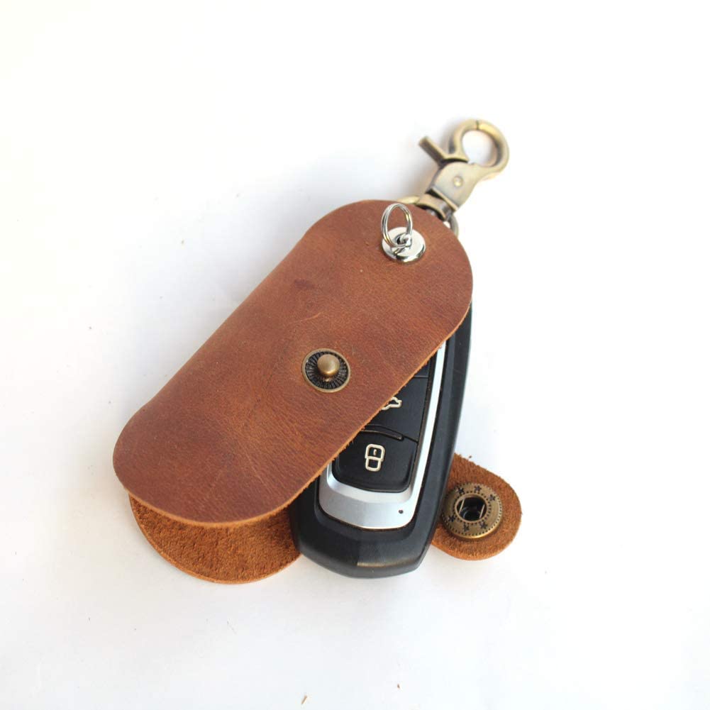 Upgraded Version of Simple Multifunctional Leather Key Organizer Door Key Car Key Case Handcrafted Key Holder with Keyring