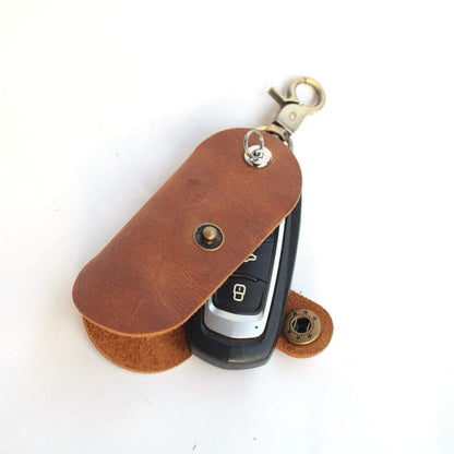 Upgraded Version of Simple Multifunctional Leather Key Organizer Door Key Car Key Case Handcrafted Key Holder with Keyring