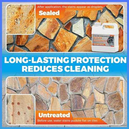 1 Gallon Wet Look Stone Sealer, High Gloss Paver Sealer for Outdoor Surfaces (Travertine, Slate, Sandstone, Concrete)? Waterproof, Provides Natural Color Enhancement for Driveways, Patios