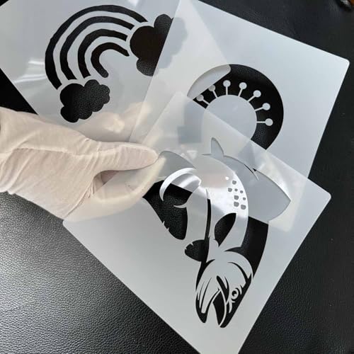 MAGJUCHE Jumping Music Notes Stencil 12 Inches, Reusable Musical Stencil for Painting DIY Crafts Decor