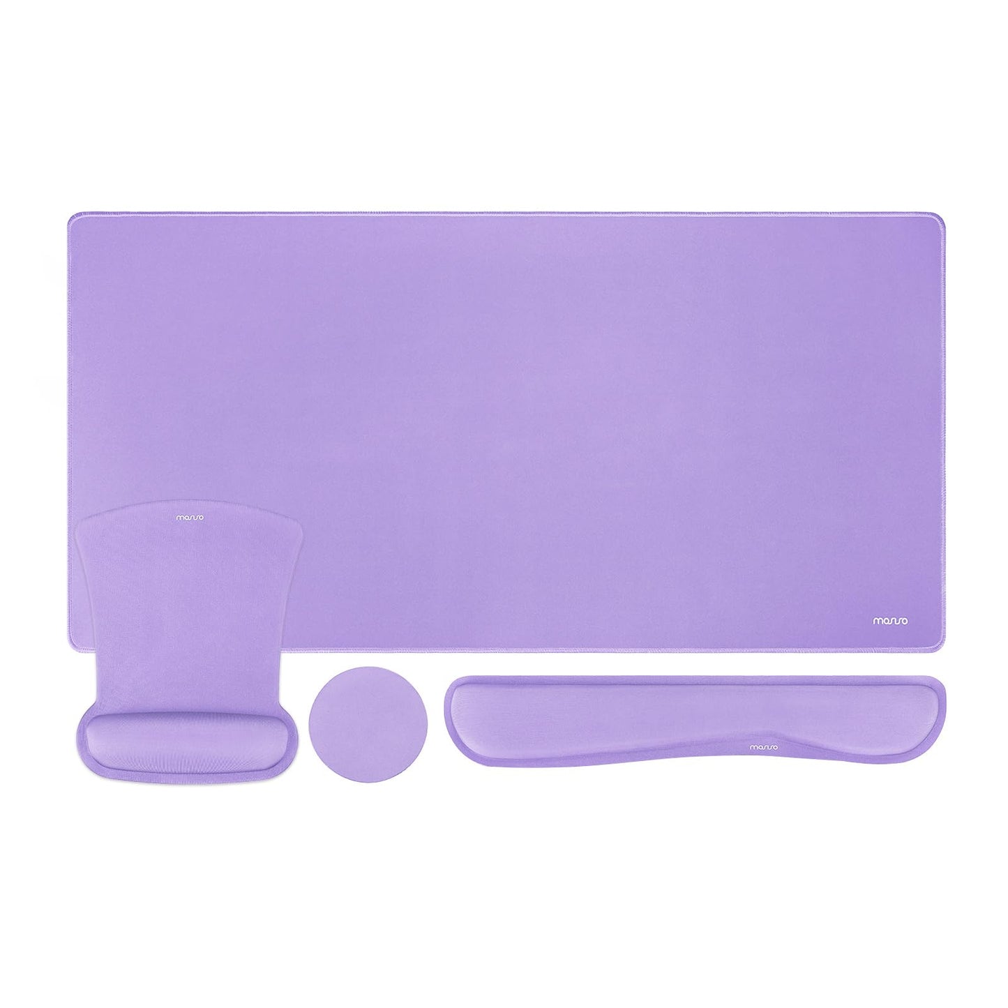 MOSISO Keyboard Mouse Pad Set, Large Gaming Mousepad&Keyboard Wrist Rest&Mouse Wrist Rest&Coaster, Ergonomic Non-Slip Mousepad&Easy Typing Cushion with Memory Foam for Home Office, Purple