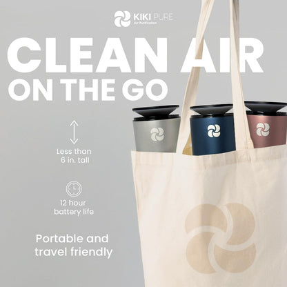 KIKI PURE A2 UV & HEPA Portable Air Purifier -5.6 in tall, 11 oz. Ideal for Travel, In-Car, Mini Air Purifier, SILVER.