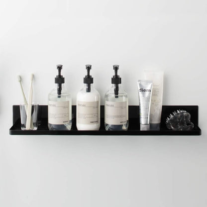 Yamazaki Industries 4859 Magnetic Bathroom Rack, Long, Black, Approx. W 23.6 x D 3.3 x H 3.1 inches (60 x 8.5 x 8 cm), Tower, Bathroom Storage, Drainage Holes, Hooks Included