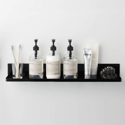 Yamazaki Industries 4859 Magnetic Bathroom Rack, Long, Black, Approx. W 23.6 x D 3.3 x H 3.1 inches (60 x 8.5 x 8 cm), Tower, Bathroom Storage, Drainage Holes, Hooks Included
