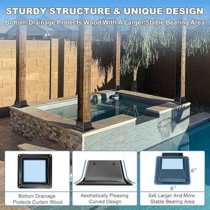 4x4 Post Base 10Pcs-Inner Size 3.6x3.6-Heavy Duty Metal Post Brackets-Deck Post Anchors-Solid Steel-Powder Coated-Wood Post Holder for Porch Handrail Railing Pergola Fence Pavilion-Support Deck Base