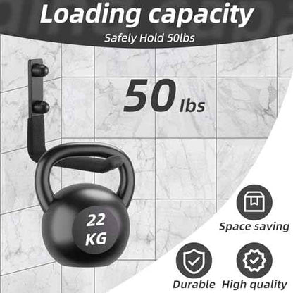 Heavy Duty Ladder Hooks for Garage Wall Storage - 6-Pack Metal J-Hooks, Utility Hangers for Ladder, Shovel, Tools (50 lb Capacity)