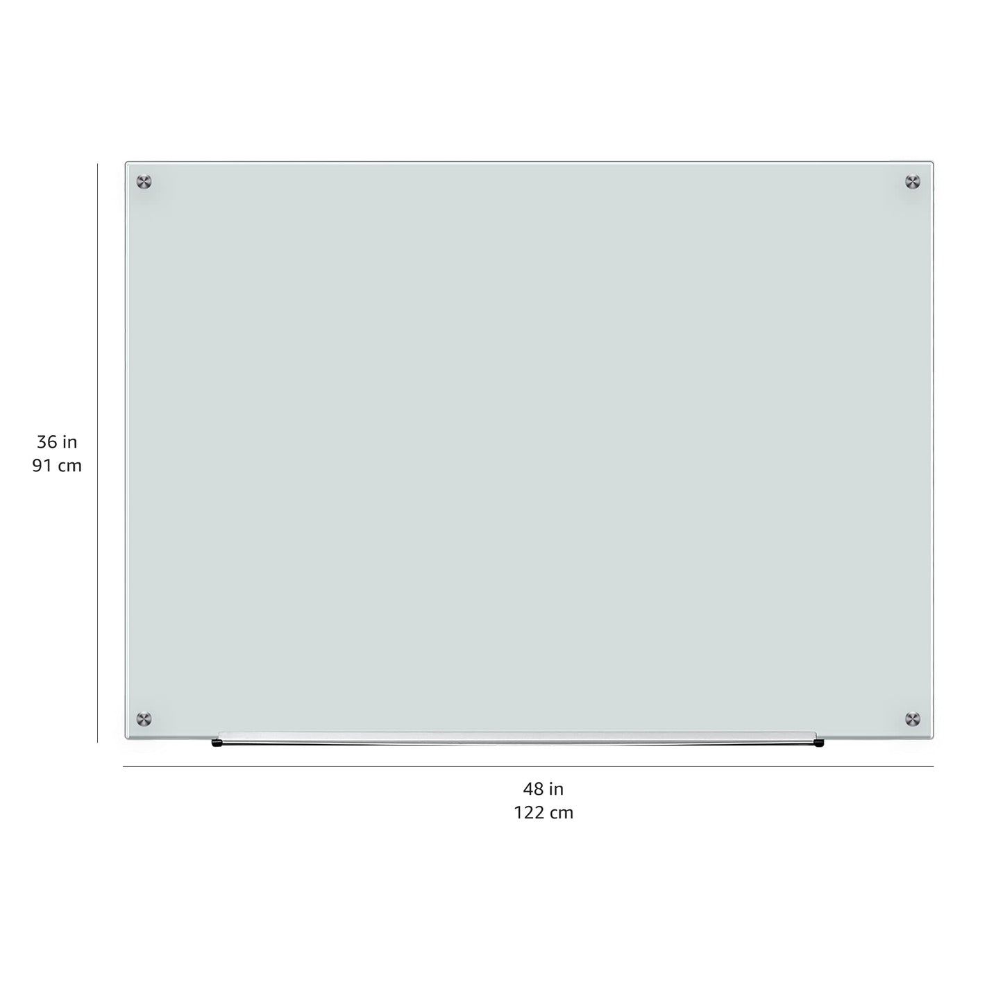 Amazon Basics Glass Dry-Erase Board, Magnetic Frameless Whiteboard, Easy to Install, with Eraser, 48" x 36"