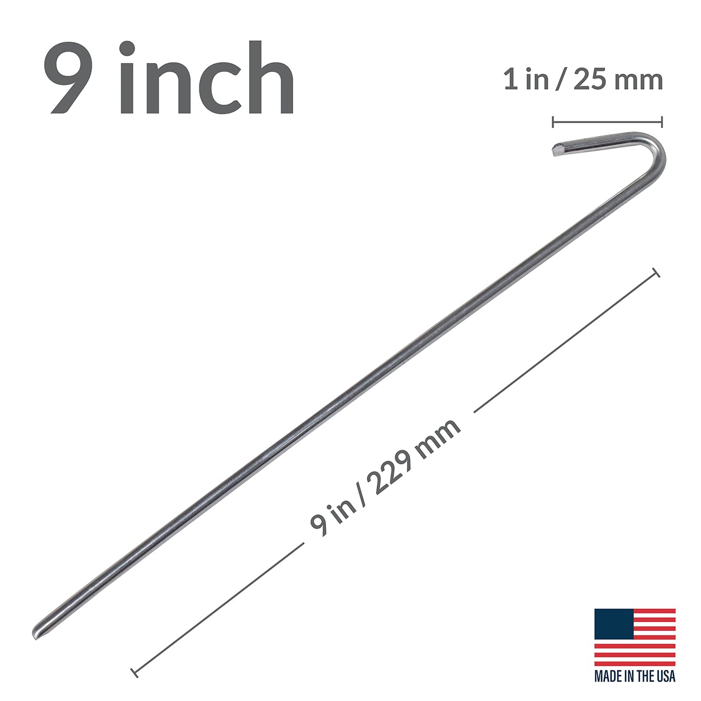 Pinnacle Mercantile 60 Pack Tent Stakes Metal Garden Edging Fence Hooks Pegs Christmas Decoration Stakes Made USA 9 inches Long