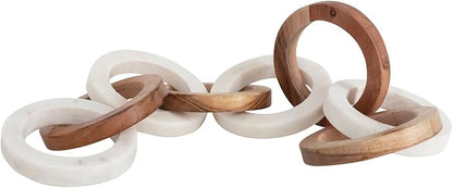 Creative Co-Op Acacia Wood and Marble Chain with 8 Links