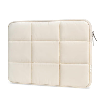MOSISO Laptop Case 13.3 inch, 13-13.3 inch Puffy Laptop Sleeve Compatible with MacBook Air 13 13.6/Pro 13/Pro 14, HP Dell ASUS Lenovo, Rectangle Quilted Puffer Computer Bag for Women, Sand