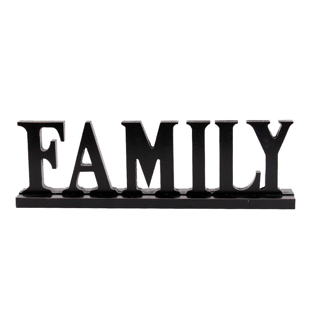 E-view Wooden Family Sign for Home Decor - Decorative Letters Tabletop Word Plaque Home Décor Accents