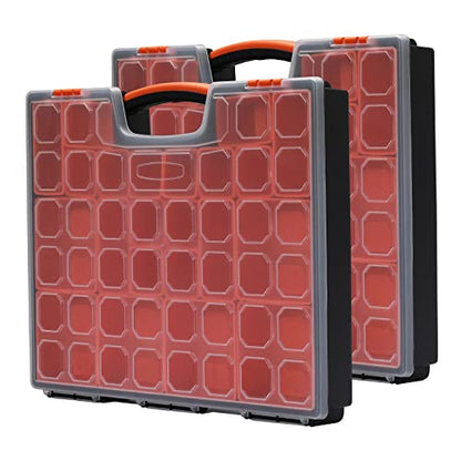 AIRTOON 2PCS Multi-Purpose Toolbox, Professional Organizer with 22 Bin Compartments, Box Organizer for Hardware, Screws, Bolts, Nuts, Nails, Tools, Arts