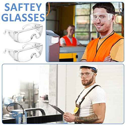 Queekay Safety Glasses over Eyeglasses Anti Dust Impact Scratch Safety Goggles for Men Women Nurses Workers Architect Lab