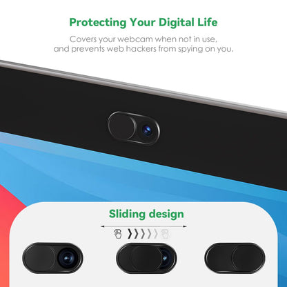 CloudValley Webcam Cover Slide[2-Pack], 0.023 Inch Ultra-Thin Metal Web Camera Cover for Macbook Pro, iMac, Laptop, PC, iPad Pro, iPhone 8/7/6 Plus, Protect Your Visual Privacy [Black]