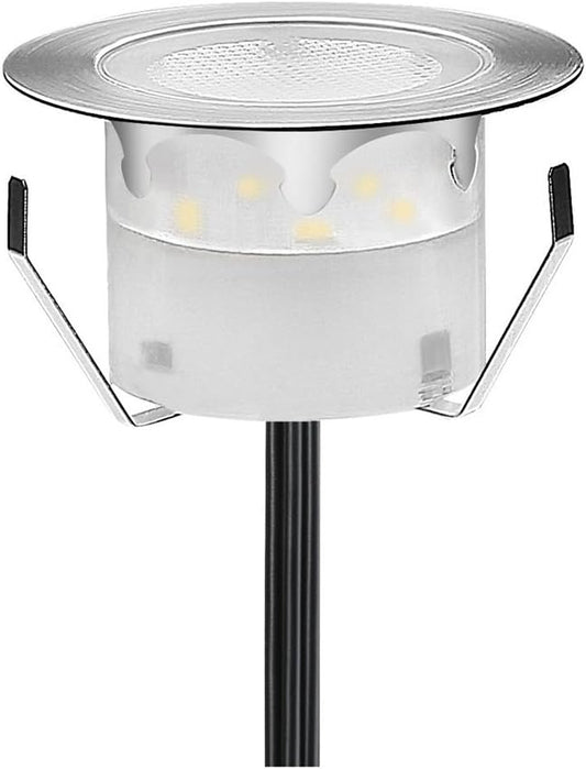 1 Pack Led Deck Lights Outdoor Waterproof Low Voltage Stainless Steel 1W Outdoor Yard Garden Decoration Lamps Landscape Pathway Patio Step Stairs LED In-ground Lights Silver Border(Warm White)
