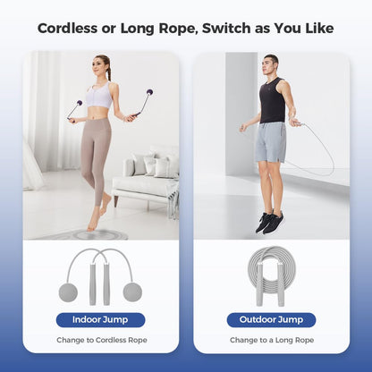 Keep 2-in-1 Weighted Jump Rope for Fitness, Cordless Ropeless Skipping Rope with 65mm Weighted Balls & Adjustable 3M Rope, Indoor Cardio Workout Rope for Home Gym, Men & Women - Dark Night Blue