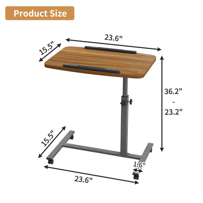 Laptop Table Mobile Adjustable Height Portable Desk Notebook Swivel PC Computer Rolling Desk with Wheels, Laptop Stand for Couch Bedside Hospital Bed Table