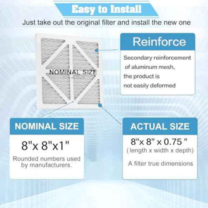 Upgraded 8x8x1 MERV 13 Furnace Replacement Filter, Household air conditioning and Air conditioning HVAC Filter Replacement,6 Pack