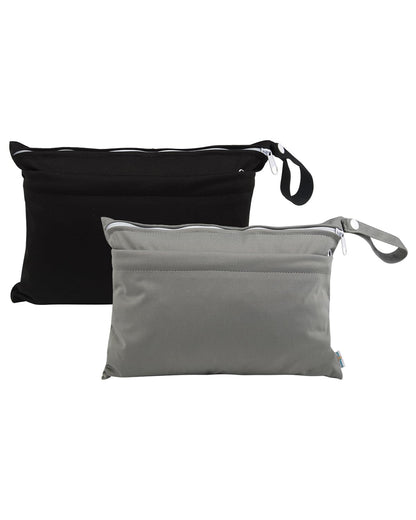 babygoal Wet Dry Bags for Baby Cloth Diapers, Washable Travel Bags, Beach, Pool, Gym Bag for Swimsuits & Wet Clothes with Two Zippered Pockets 2 Pack Small Size 2LNS01