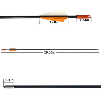 e5e10 28 inch Target Arrows Practice Fiberglass Arrow for Youth Beginner, Safety Blunt Tip Arrows for Archery Recurve Bow Long Bow -12 Pack(Orange)