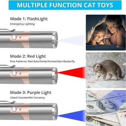 Lzonunl Cat Toy, 2 Pieces USB Rechargeable, Long Range 5 Modes, Interactive Kitten Cat Mouse Toy for Indoor Cat and Dog Chase Play