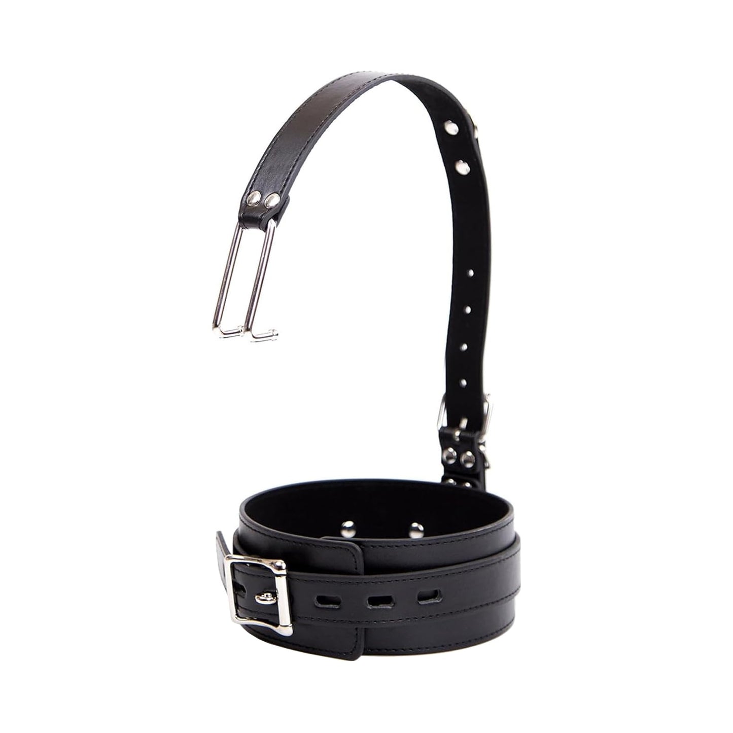 Gothic Choker Leather Collar with Nose Hook Adjustable Necklace for Bar Masquerade Cosplay Accessory