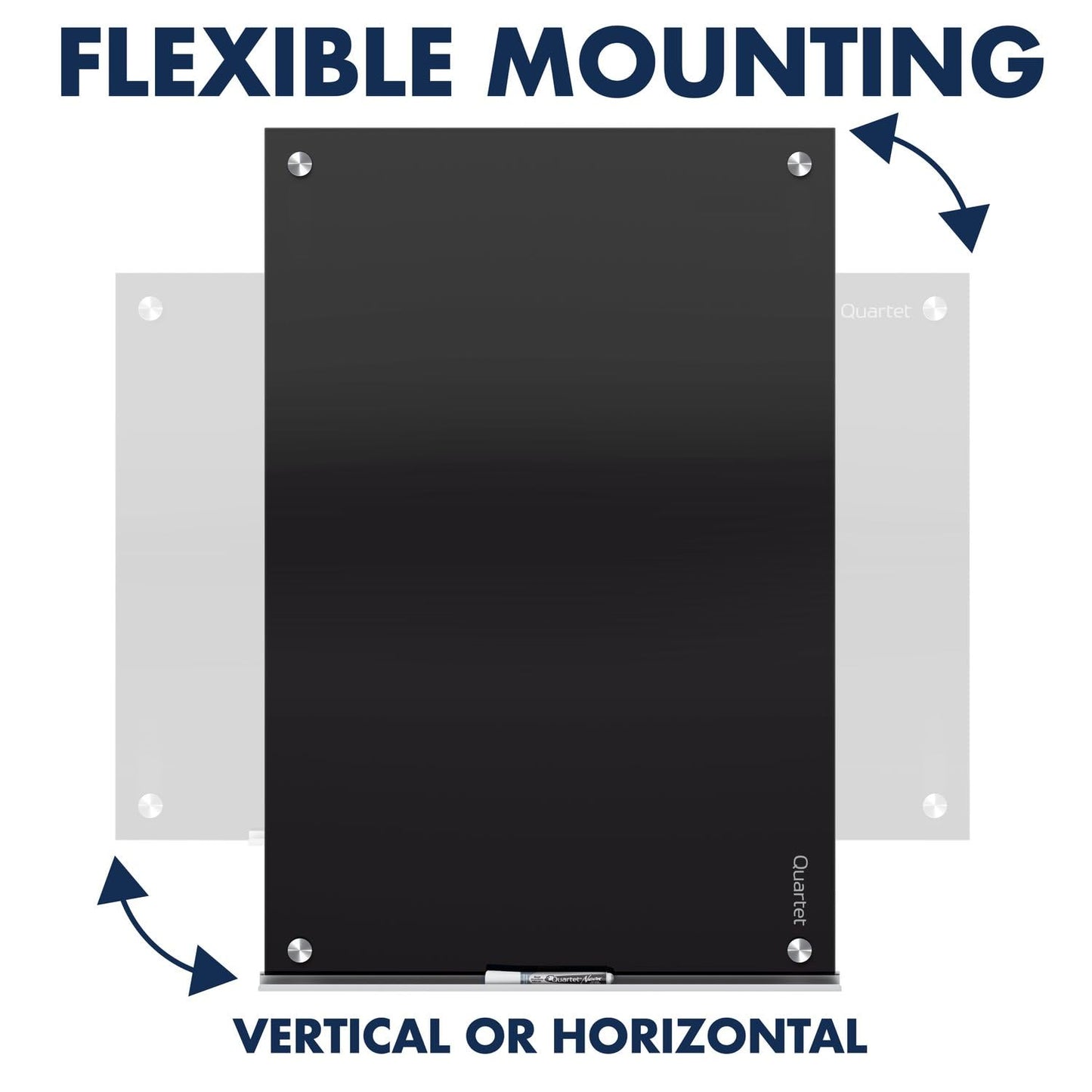 Quartet Magnetic Dry Erase Board, 36" x 24" Glass Whiteboard for Wall, Infinity, Black (G3624B)
