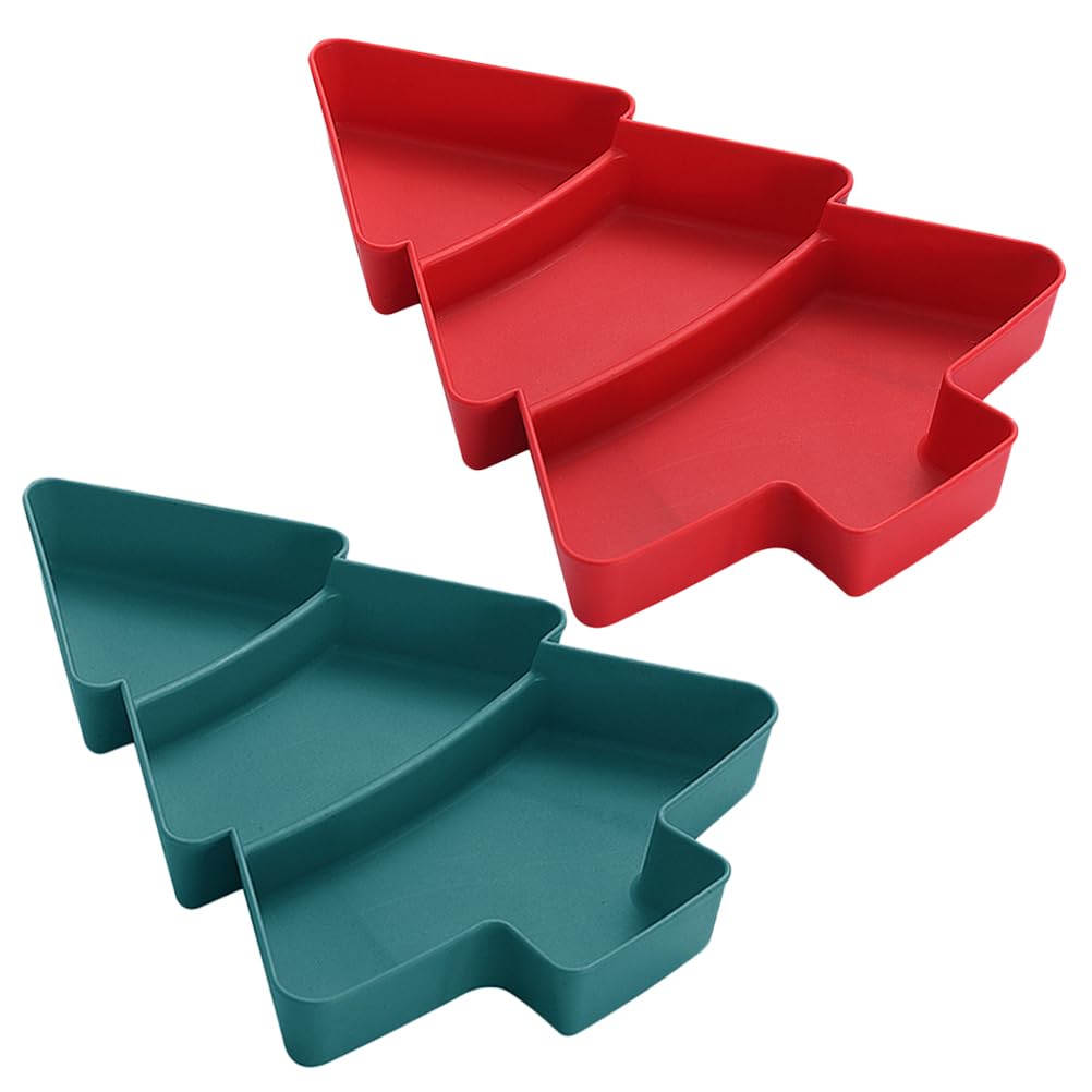 Amosfun Christmas Tree Snack Serving Tray 3 Grids Tree Shaped Plates for Dried Fruits Candy Nuts Treats Snack Christmas Party Favors 7 x 10 x 1.2 Inch