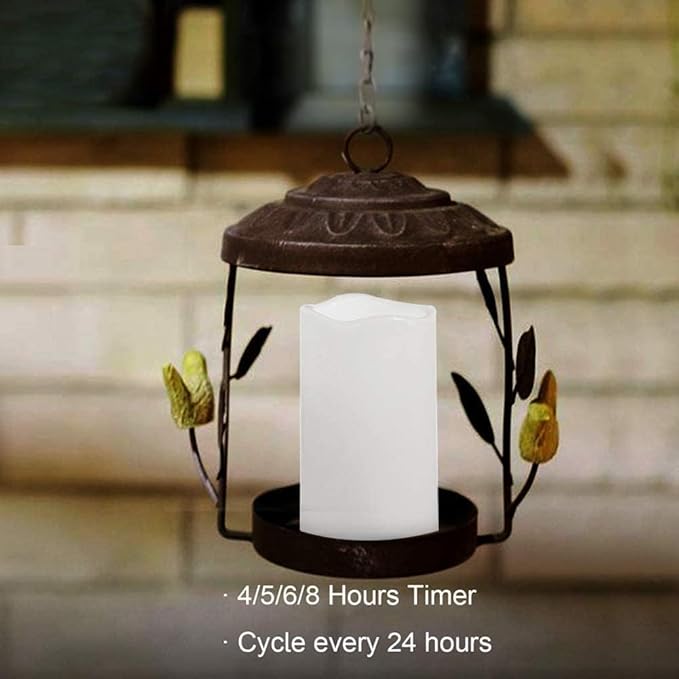 salipt Flameless Candle, LED Waterproof Candles Set of 8 (D 3'' X H3''3''4''4''5''5''6''6'') Battery Operated Candles,Flameless Candles,Resin Plastic,Indoor Outdoor Use,White