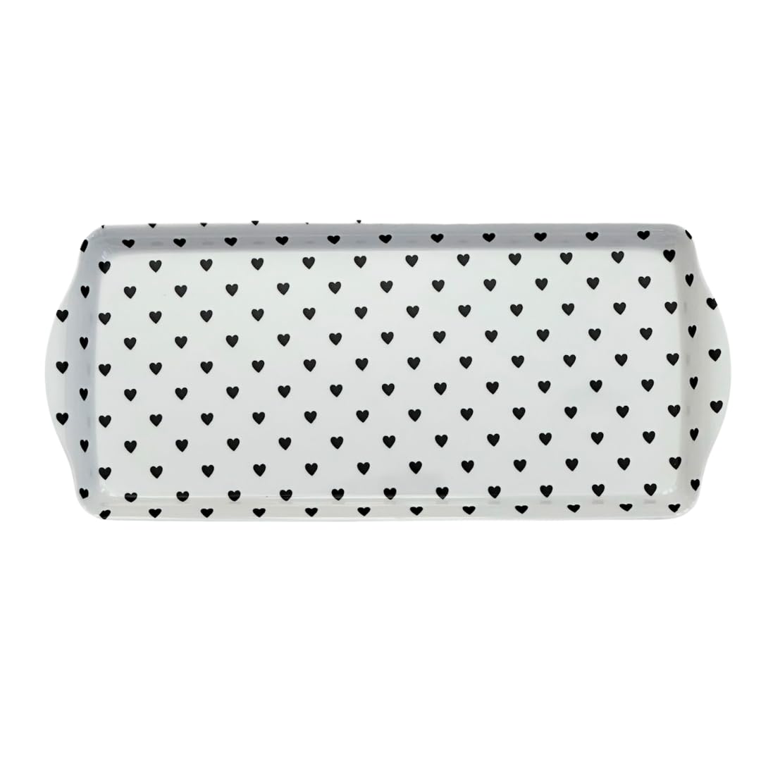 Sprinkles & Confetti Black Heart Melamine Serving Tray with Handles, Lightweight Shatter-Resistant, BPA-Free, Dishwasher Safe - Serving Tray for Charcuterie, Desserts & Parties
