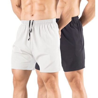 Gaglg Men's 5" Running Shorts 2 Pack Quick Dry Athletic Workout Gym Shorts with Zipper Pockets Black/White,Medium