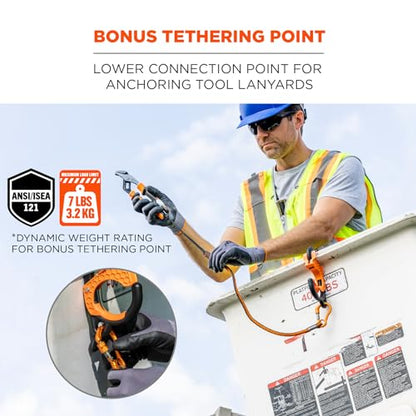 Ergodyne Squids 3178 Locking Aerial Bucket Hook with Tethering Point, Fits 2" Lip, Attach Tool Bags or Aprons to Buckets