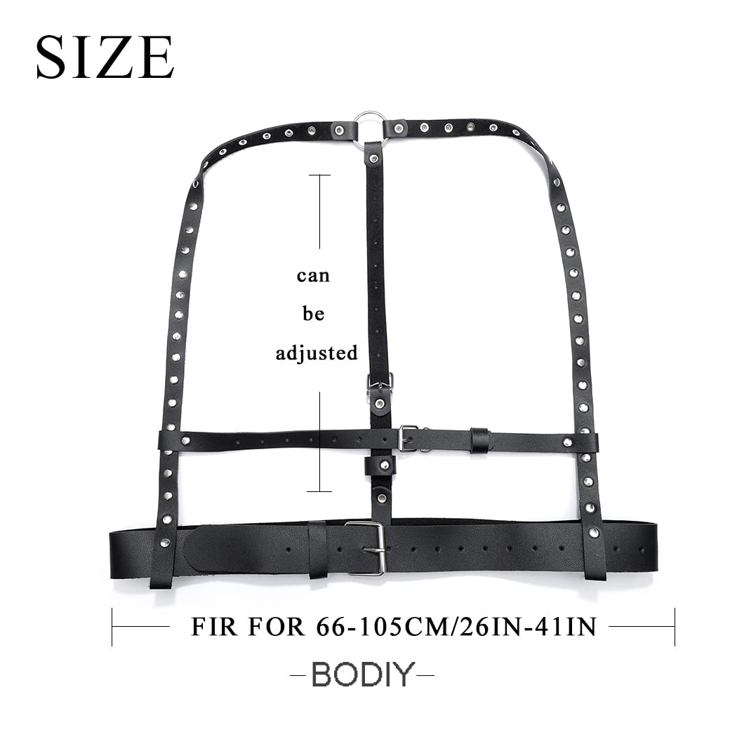 BODIY Punk Women Waist Belt PU Leather Fashion Harness Belts Body Chain Rivet Gothic Halloween Rave Accessory
