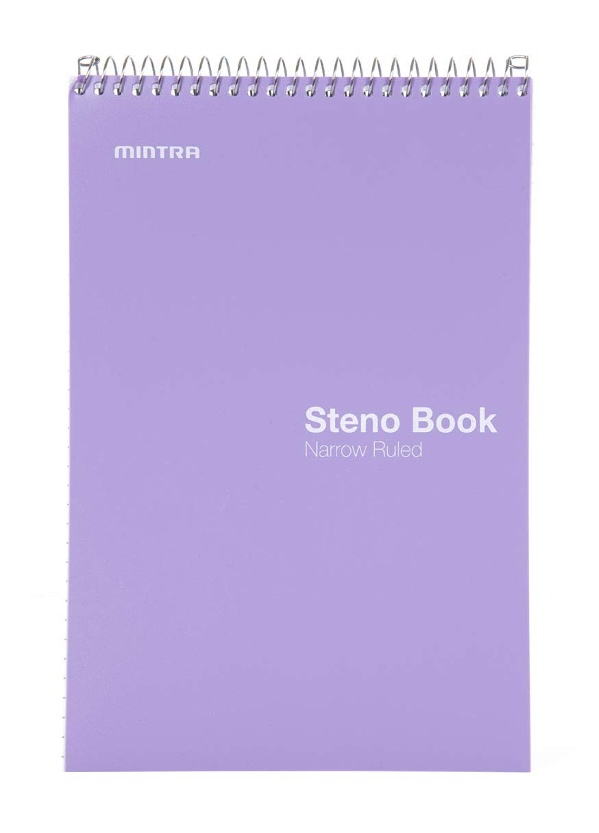 Mintra Office Steno Books Set - Top-Spiral Bound, Narrow Ruled, 100 White Tint Sheets, Pastel Covered Notebooks for Office & School, Colorful Lavender, Sage, Salmon, Spring Pink,6"x9", 8 Pack