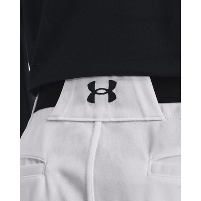 Under Armour Men's Utility Baseball Straight Leg Pant Pipe 22, (100) White/Black/Black, Large