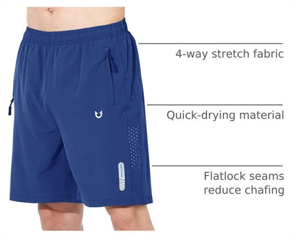 NORTHYARD Men's Athletic Running Shorts Gym Workout 7"/9"/5" Quick Dry Lightweight Sports Basketball Tennis 3 Zipper Pockets ROYALBLUE-5inch S