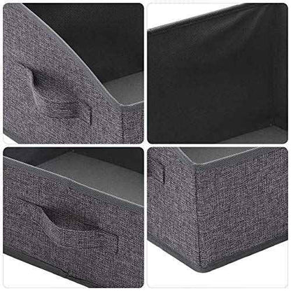 4 Pack Trapezoid Large Foldable Closet Storage Bins with Handle, Fabric Storage Organizer Cube Cloth Containers Linen Box Shelf Baskets for Clothes Clothing Shelves Wardrobe
