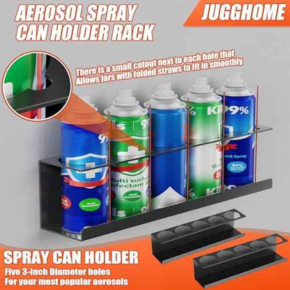 2 Pack Spray Can Holder,Wall Mount Spray Bottle Holder,Heavy-Duty Aerosol Can Holders,Tool Organizer Rack for Garage,Craft Workspace and Home,Holds 10 Cans